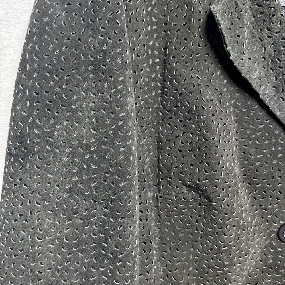 Terry Lewis Classic Luxuries Jacket Womens 1X Black Leather Laser Cut Suede - Picture 5 of 7